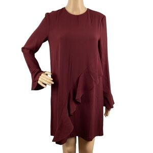 WAYF Dress Size S Dark Red Long Sleeve Ruffle